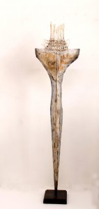 Albert Heijdens- Wachter- gemengde techniek op zink  180 x 40 cm